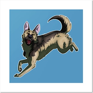 Jumping German Shepherd Posters and Art